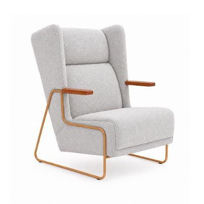 Poltrona Amélie Decorativa Bouclé com Base Aço Confortável Cinza Sallar Home