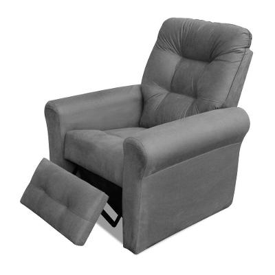 Poltrona Core Reclinável Manual Suede com Ajuste Confortável Cinza Sallar Home