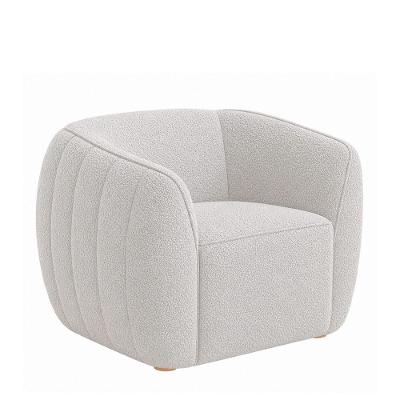 Poltrona Aura Decorativa Bouclé com Pés Retos Cinza Sallar Home