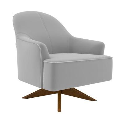 Poltrona Epic Giratória Veludo Confortável Cinza Claro Sallar Home