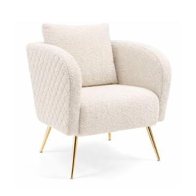 Poltrona Alva Tressê Decorativa Bouclé Pés Palito Confortável Off White Sallar Home