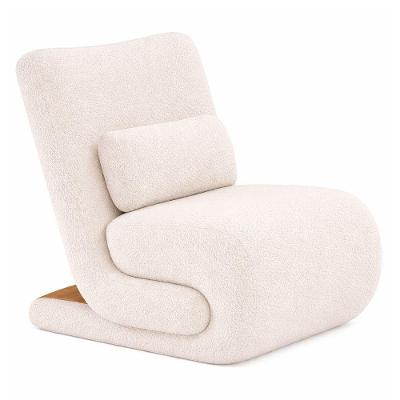 Poltrona Fluxo Decorativa com Bouclé e Courino Confortável Off White Sallar Home