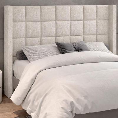 Cabeceira Tratto Linho Off White Queen Frame Estrutura MDF Revestimento Tecido Luxuoso Tratto