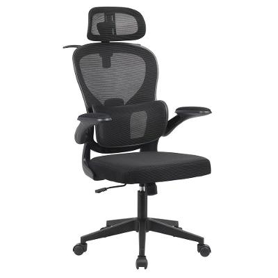 Cadeira de Escritório Albari Presidencial Tecido Base Giratória com Relax Preto Sallar Home