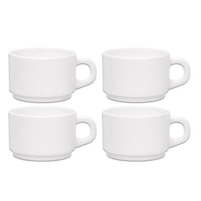Xícara de Café Essenza para Hotel e Restaurante Vidro Opalino Kit com 4 Unidades Branco Rojemac