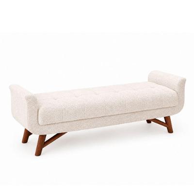 Puff Recamier Andros 140cm Assento Espuma Boucle Off White Sallar Home