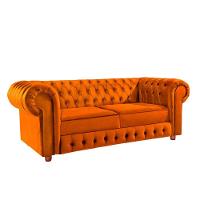 Namoradeira Chesterfield Bourbon 3 Lugares Via Encanto Veludo Ferrugem - 1