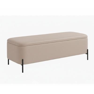 Puff Baú Bella 140cm Pés Retos Courino Revestimento Sintético Cinza Bella