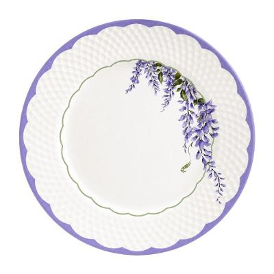 Prato Raso Lolly Plus Cerâmica Texturizada para Uso Diário Lavanda e Branco Alleanza
