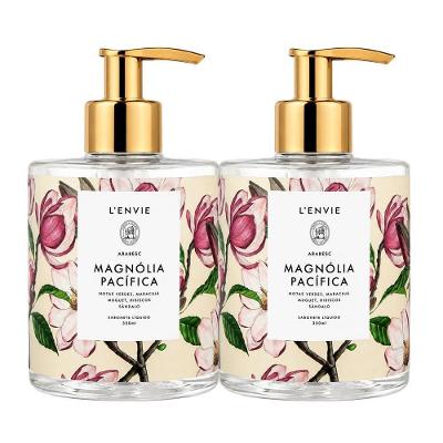 Sabonete Líquido Magnólia Pacífica Floral Frutal 350ml L'envie Kit 2