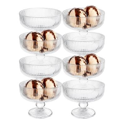 Taça Graffiato para Sobremesa e Coquetel Vidro Canelado Kit com 8 Unidades Transparente Hauskraft