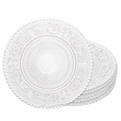 Prato de Sobremesa Angel em Vidro Resistente Ideal para Festas e Eventos Transparente Lyor