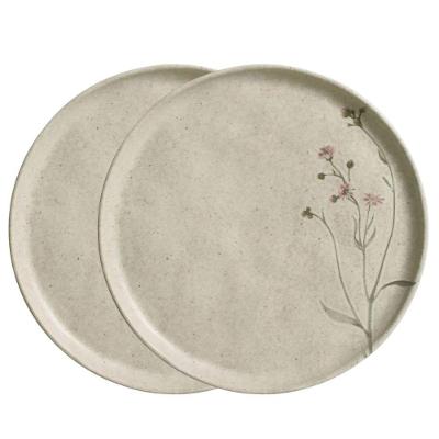 Prato de Sobremesa Campestre em Bio Stoneware com Design Floral 21,5cm Off White Porto Brasil