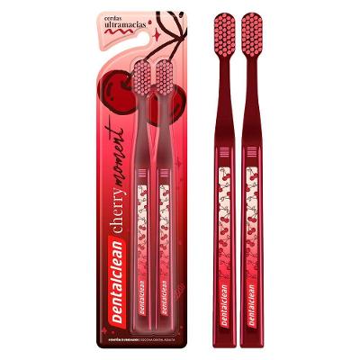 Escova de Dente Dentalclean 4368 Cerdas Dental Cereja Cherry Moment com Cerdas Ultra Macias Pack 2