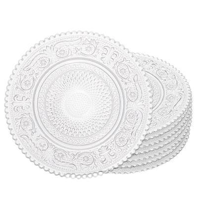 Conjunto de Pratos Angel 8 Peças Vidro Liso para Sobremesa Transparente Lyor