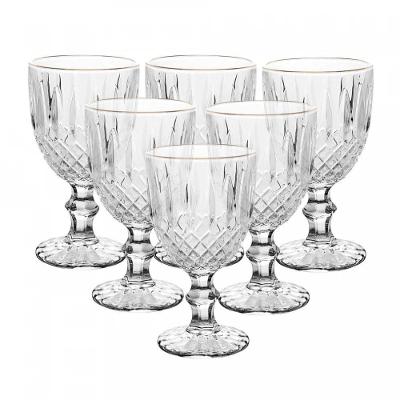 Conjunto de Taças Greek para Água com Fio de Ouro Vidro Transparente 320 ml 6 Peças Wolff