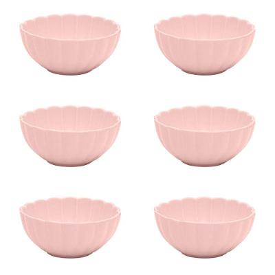 Conjunto de Tigelas Flora Dália 6 Peças Porcelana Resistente a Micro-ondas Rosa Oxford