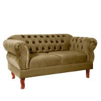 Namoradeira Chesterfield Elisabeth 2 Lugares Via Encanto Veludo Bege - 1