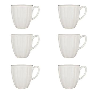 Conjunto de Canecas Flora Camélia 360ml Porcelana com Relevo Micro-ondas e Lava Louças Off White