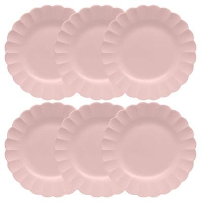 Conjunto de Pratos Flora Dália 6 Peças Porcelana Estampado Floral para Uso Diário Rosa Oxford