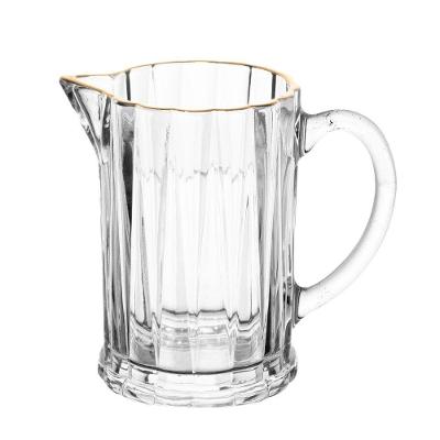 Jarra Leiteira Radial com Fio de Ouro em Cristal para Servir Bebidas Transparente Lyor