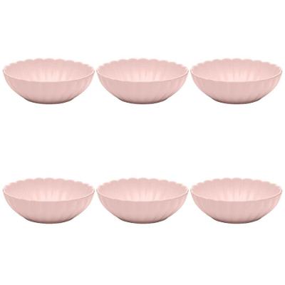 Conjunto de Pratos Fundos Flora Dália 6 Peças Porcelana Floral Rosa Oxford