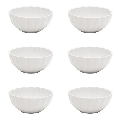 Conjunto de Tigelas Flora Camélia 6 Peças Porcelana Resistente a Micro-ondas Cozinha Off White