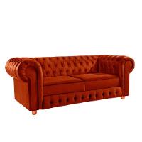 Namoradeira Chesterfield Bourbon 3 Lugares Via Encanto Veludo Cobre - 1