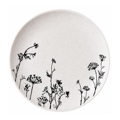 Prato Raso Tainan 26cm Cerâmica Floral Moderno Mesa Posta Off White em Casa Tem