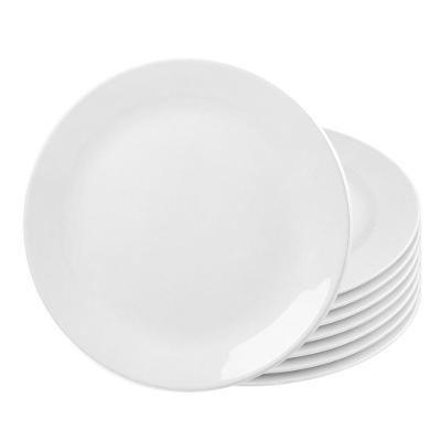 Jogo 8 Pratos Rasos Essenza 25,5cm Vidro Opalino Branco para Uso Diário Rojemac