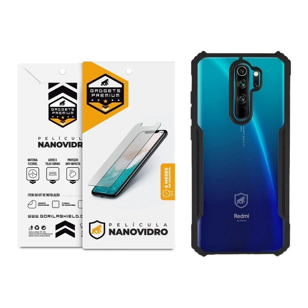 Kit Capa Case Capinha Dual Shock X E Pelicula Nano Vidro Para Xiaomi Redmi Note 8 Pro - Gshield - 1