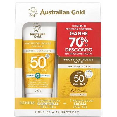Protetor Solar Kit Australian Gold FPS 50 Facial 50g e Corporal 200g