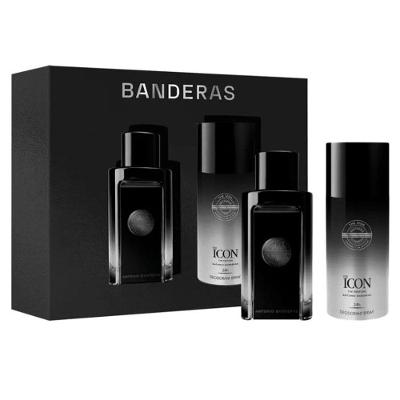 Kit Perfume The Icon For Men Eau de Parfum Masculino Âmbar Aromático 100ML Antonio Banderas