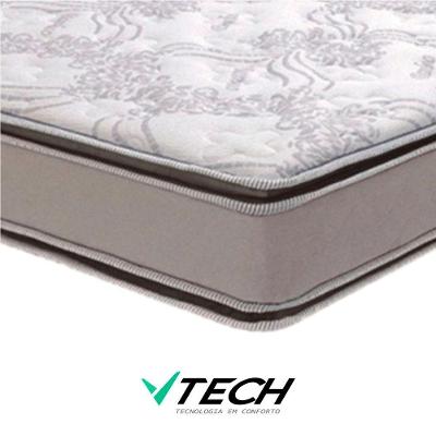 Cama Box com Colchão Viúvo Four Season Pillow Top Molas Ensacadas Tecido Bege Vtech