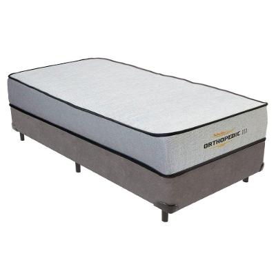 Cama Box com Colchão Solteiro Orthopedic Ortopillow Espuma D33 Cinza Vtech