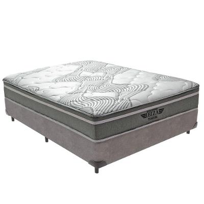 Cama Box Casal Ibiza com Pillow Top Molas Ensacadas Tecido Cinza Vtech
