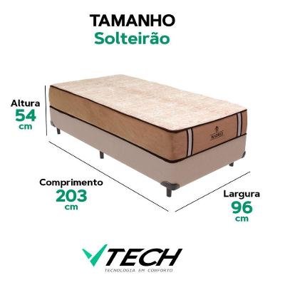 Cama Box Solteirão Madrid Pillow Top Molas Ensacadas Tecido Bege Vtech