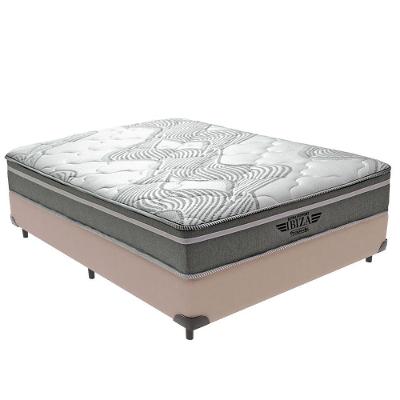 Cama Box com Colchão Viúvo Ibiza Pillow Top Molas Ensacadas Bege Vtech