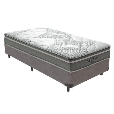 Cama Box Solteiro Ibiza Pillow Top Molas Ensacadas Tecido Cinza Vtech
