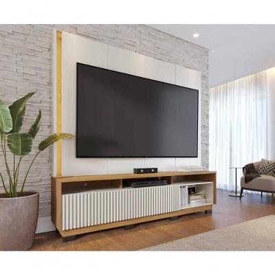 Home Theater Jordão com 2 Portas e 3 Prateleiras em MDF-MDP 200CM Off White Colibri Móveis