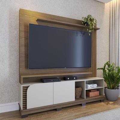 Home Theater Jurerê 1.8 2 Portas 1 Prateleira MDP 182CM Amêndoa-off White Matte