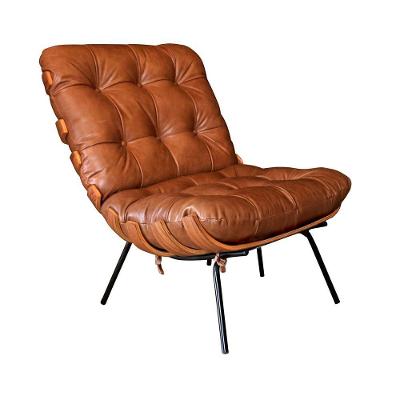 Poltrona Decorativa Laura em Couro com Assento Confortável D28 Caramelo Sallar Home