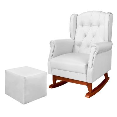 Poltrona de Amamentação Inês Reclinável Corino Confortável Branco Sallar Home
