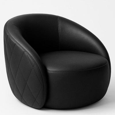 Poltrona Decorativa Hermon Fixa com Courino Confortável Preto Sallar Home