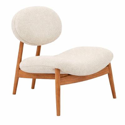 Poltrona Duna Decorativa com Estofamento Bouclé e Pés Palito Off White Sallar Home