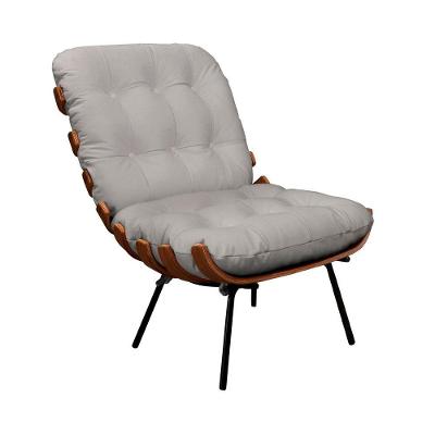 Poltrona Decorativa Laura em Couro com Assento Confortável D28 Off White Sallar Home