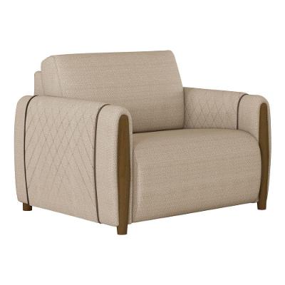 Poltrona Decorativa Aaron em Linho com Detalhe Matelassê Confortável Bege Sallar Home
