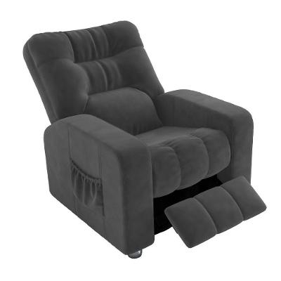 Poltrona Clausi Reclinável Manual Veludo Confortável Cinza Sallar Home