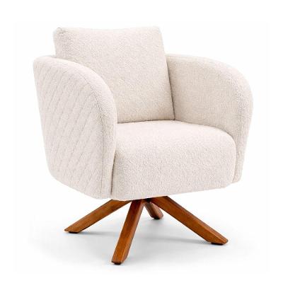Poltrona Alva Tressê Giromad Giratória Bouclé Confortável Off White Sallar Home