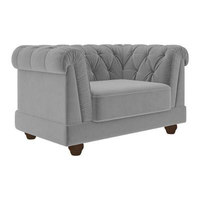 Poltrona Apso Decorativa com Pés Palito Veludo Confortável Cinza Claro Sallar Home